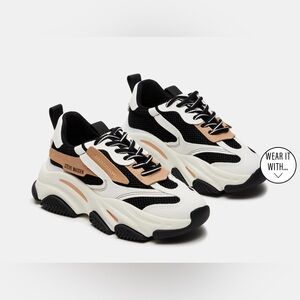 Steve Madden Women's Black, White, and Cream Sneakers